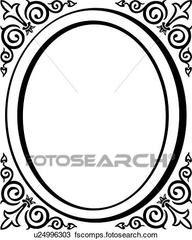 376x470 Clipart Of , Blank, Border, Fancy, Flourish, Frame, Oval