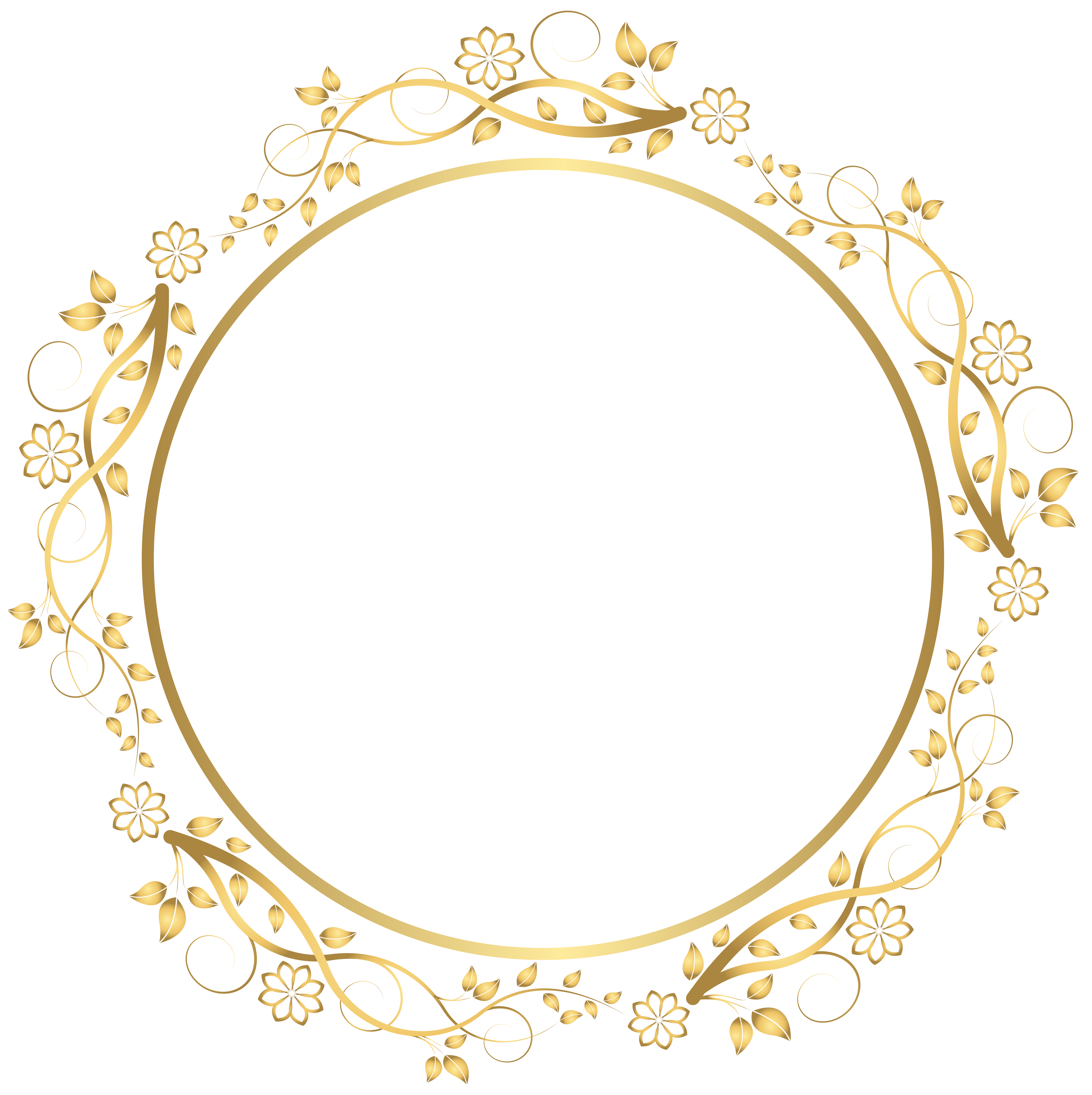 7976x8000 Gold Round Floral Border Transparent Png Clip Art Image