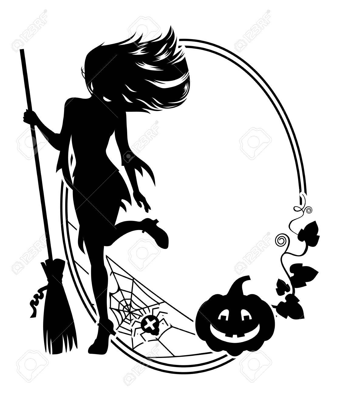 1120x1300 Silhouette Of A Young Girl In The Witch Costume, Broom, Spider