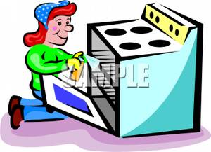 300x217 Maid Cleaning The Oven Clip Art Image
