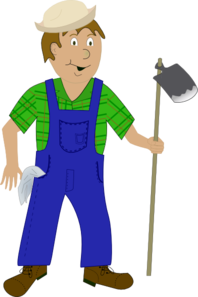 198x297 Cartoon Farmer With Hoe Clip Art