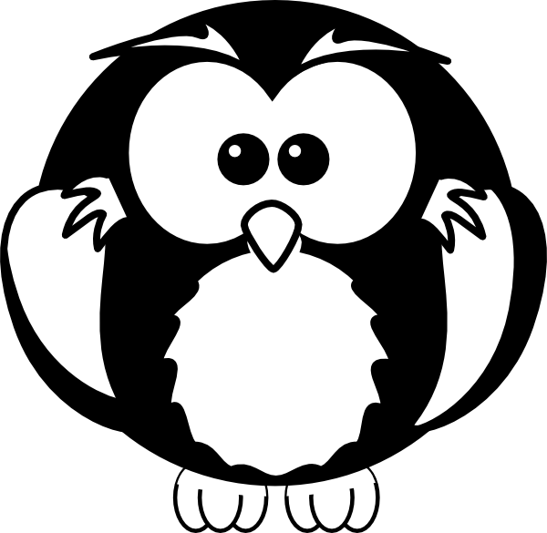 600x585 Black And White Owl Clip Art