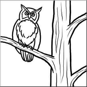304x304 Clip Art Owl In Tree Bampw I Abcteach