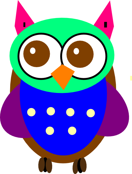 456x599 Colorful Baby Owl Clip Art