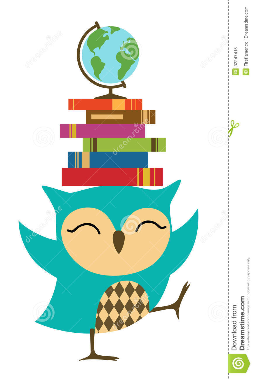 870x1300 Owl With Books Clipart