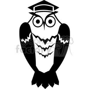 300x300 Royalty Free Blacknd White Outline Ofn Owl Wearing