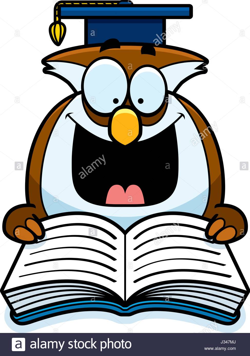 974x1390 A Cartoon Illustration Of An Owl Reading A Book Stock Vector Art