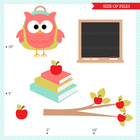 570x570 Owl School Clip Art Digital Clipart Owl School Digital