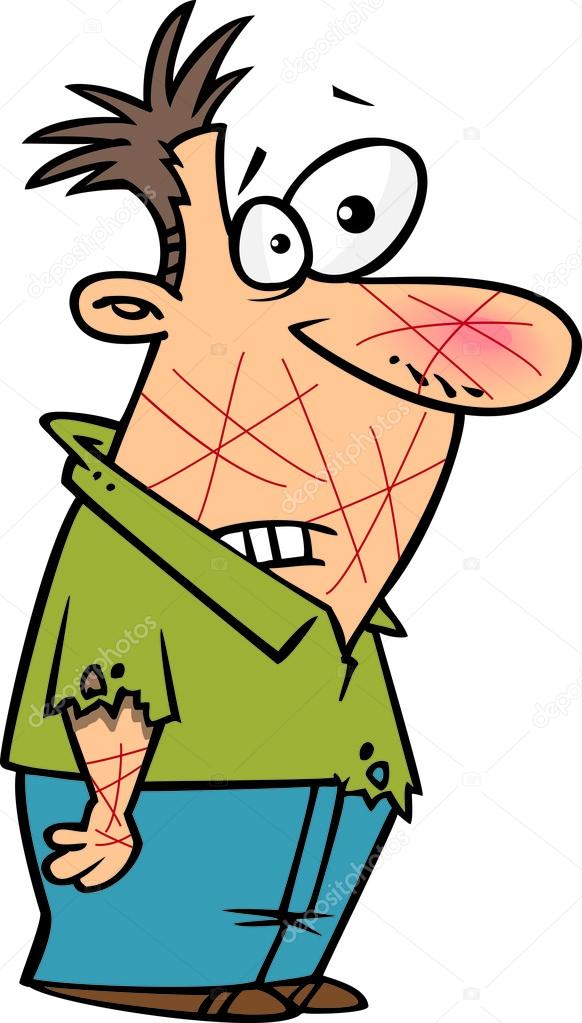 582x1023 Clipart Male Cat Owner Covered In Scratches Stock Vector