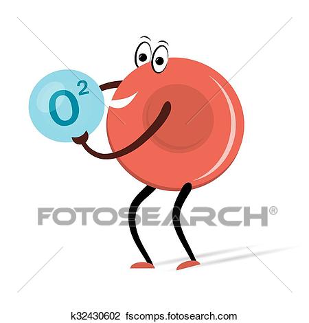 450x470 Clipart Of Red Blood Cell With Oxygen Cartoon K32430602