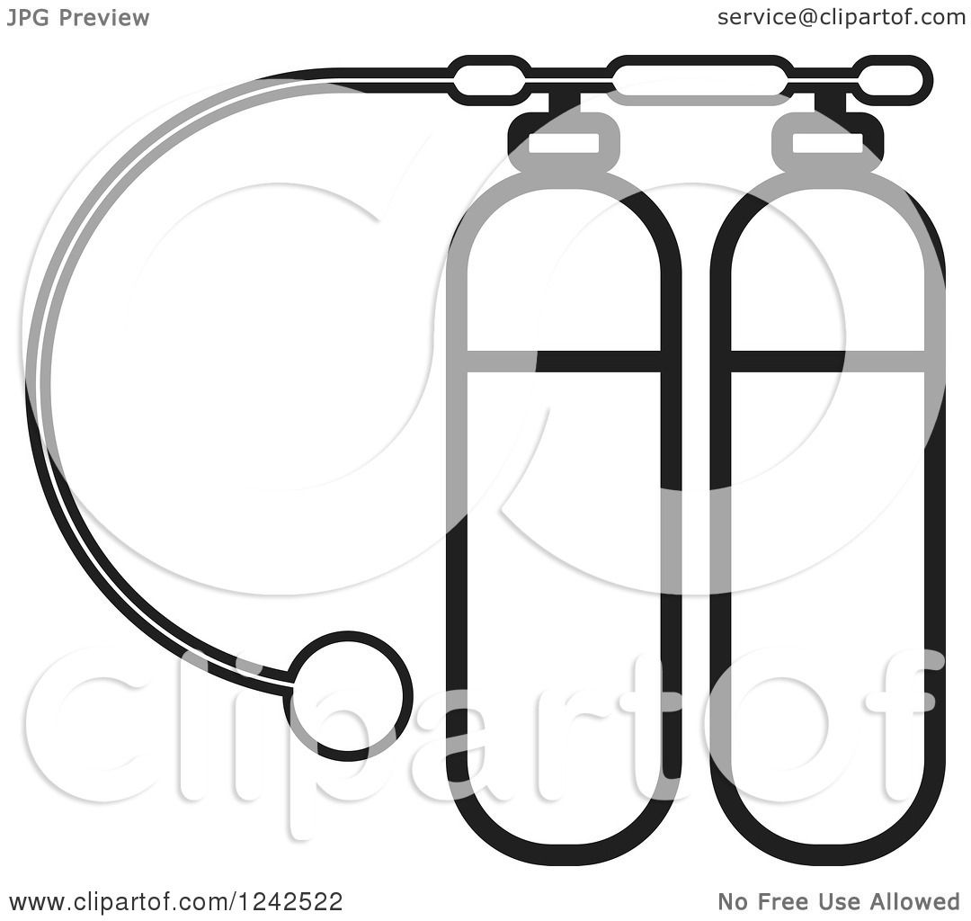 1080x1024 Clipart Of Black And White Diving Kit Oxygen Tanks
