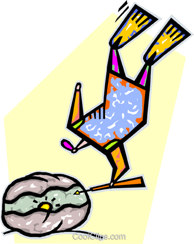 381x480 Diver Checking The Oyster For Pearls Royalty Free Vector Clip Art