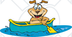 250x129 Clipart Of A Sparkey Dog Paddling A Canoe