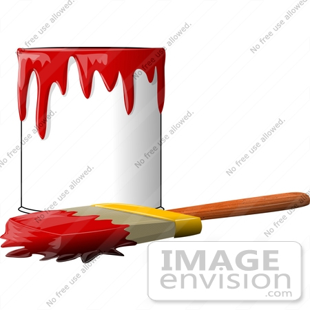 450x450 Can Of Red Paint With A Paintbrush Clipart