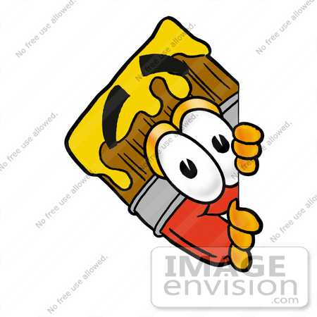 450x450 Clip Art Graphic Of A Red Paintbrush With Yellow Paint Cartoon