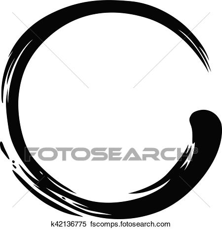 450x465 Clipart Of Zen Circle Paint Brush Stroke Vector Illustration