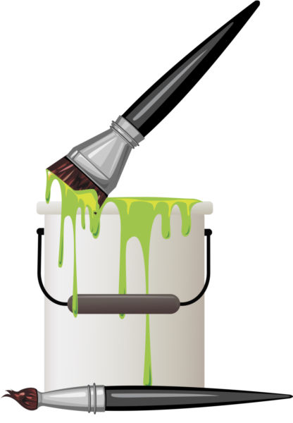 416x600 Vector Paint Bucket And Brush