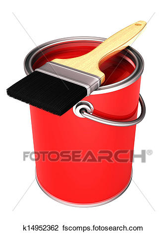 337x470 Clip Art Of 3d Red Paint Can And Paint Brush K14952362