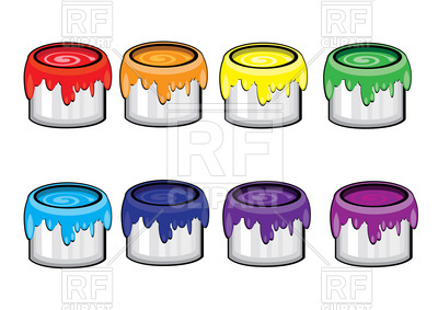 400x283 Colorful Paint Cans Royalty Free Vector Clip Art Image