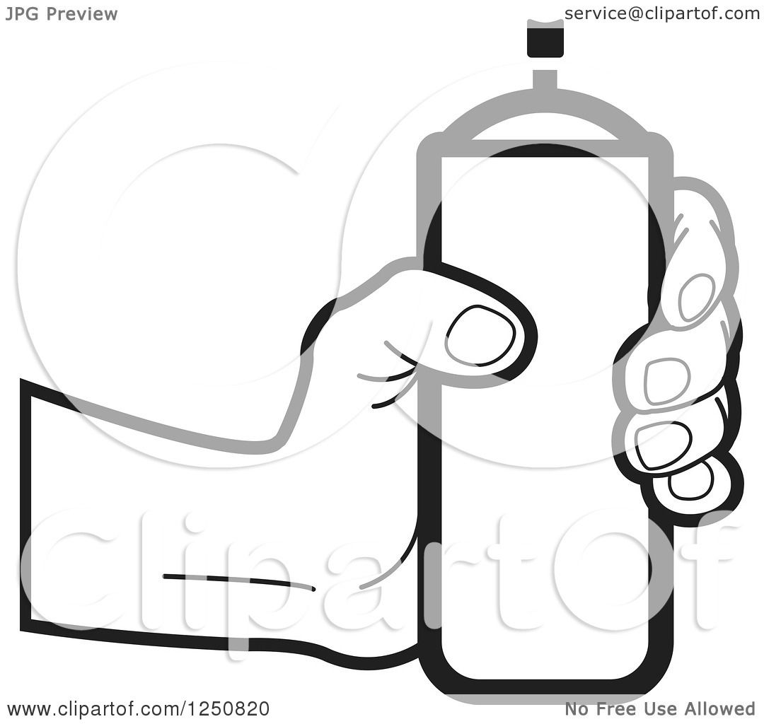 1080x1024 Clipart Of A Black And White Hand Holding A Can Of Spray Paint