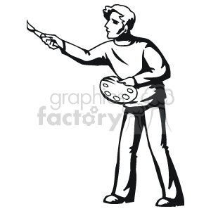 300x300 Royalty Free Black And White Man Painting 160617 Vector Clip Art