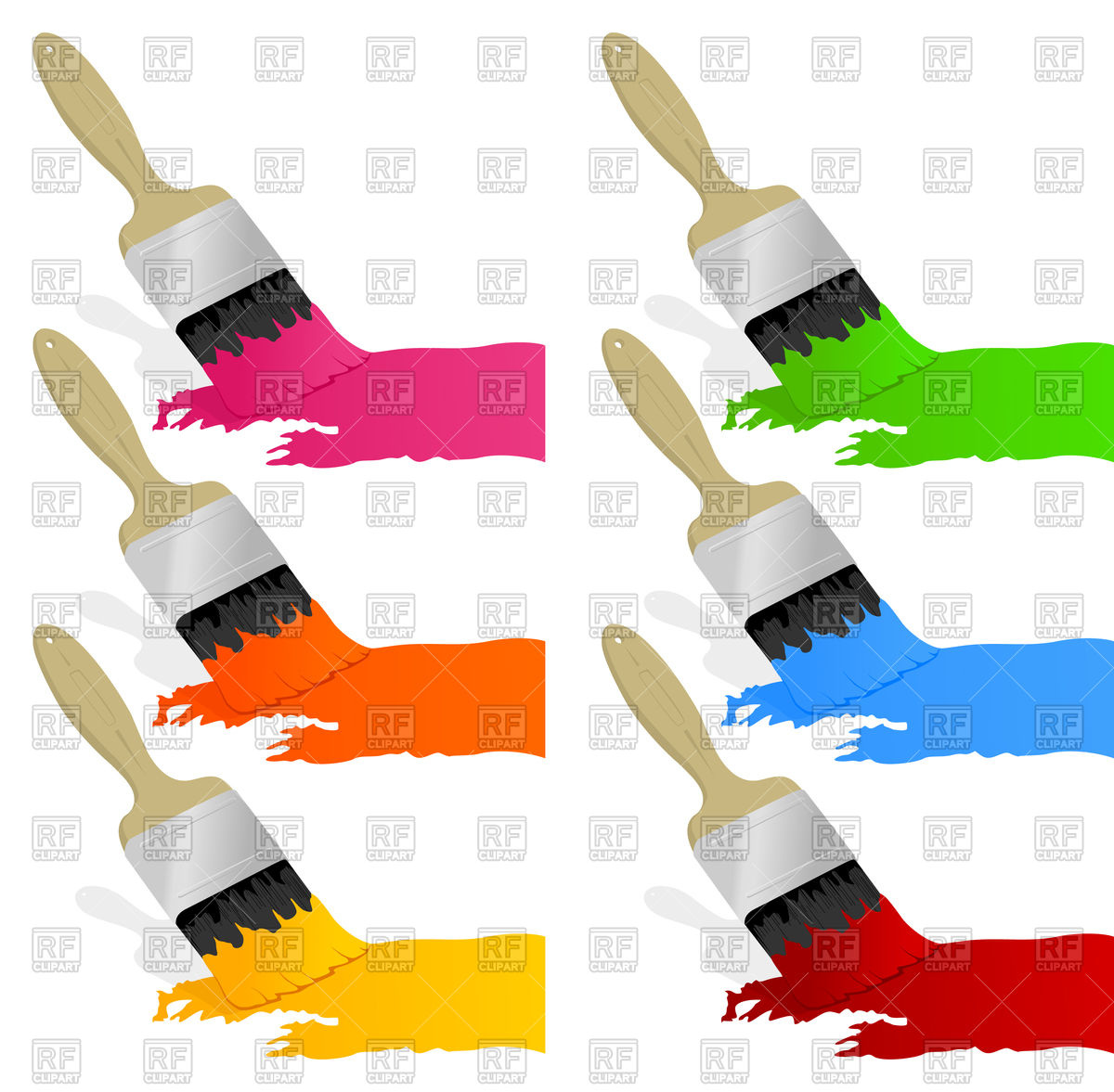 1200x1177 Set Of Brushes With Paint Royalty Free Vector Clip Art Image