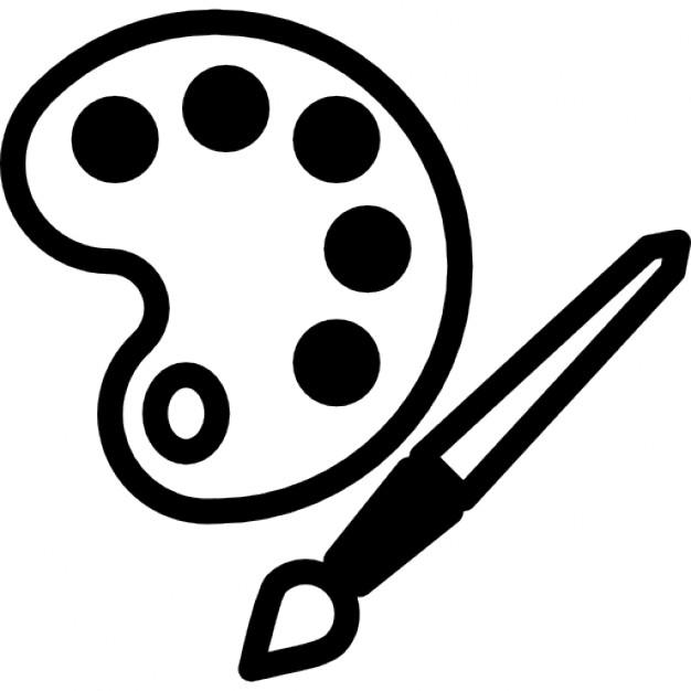 626x626 Paint Palette Board With Paint Brush Icons Free Download