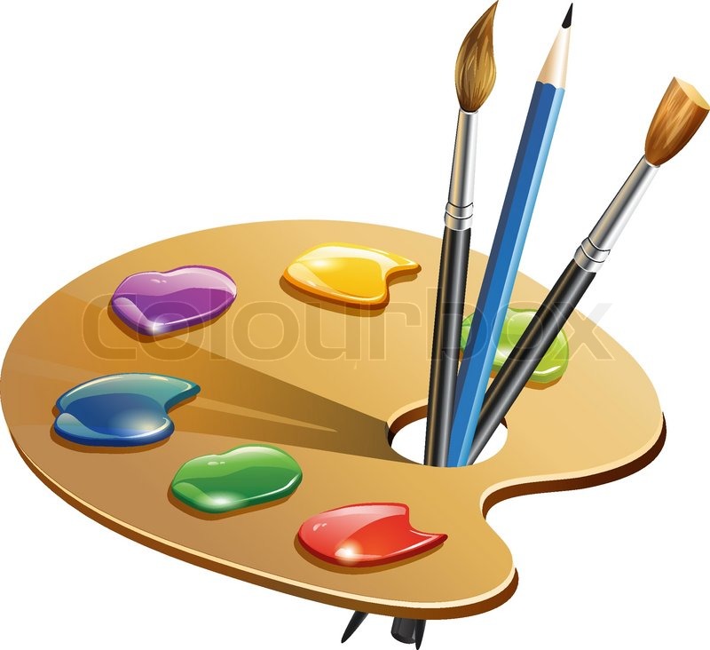 800x732 Paint Palette With Brush And Pencil Stock Vector Colourbox