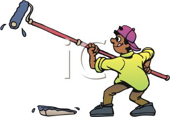 350x240 Ethnic Boy Using A Roller To Paint A Wall