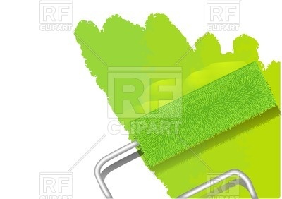 400x282 Paint Roller Painting Wall In Lime Green Color Royalty Free Vector