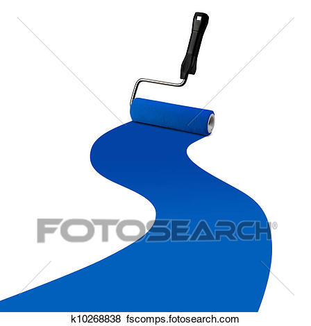 448x470 Pictures Of Paint Roller And Blue Paint Stripe K10268838