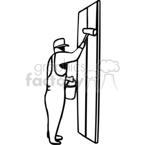 300x300 Royalty Free Black And White Man With A Paint Roller 159600 Vector