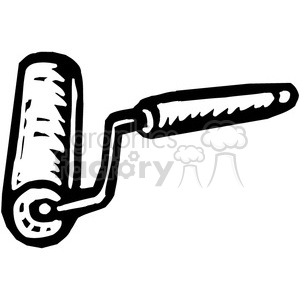 300x300 Royalty Free Black And White Paint Roller 384979 Vector Clip Art