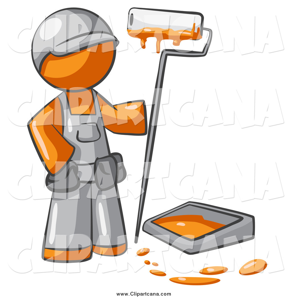 1024x1044 Clip Art Of A Painter Orange Man With A Paint Pan And Roller By