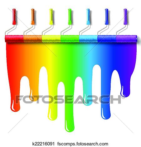 450x470 Clipart Of Rainbow Paint Roller Brush K22216091