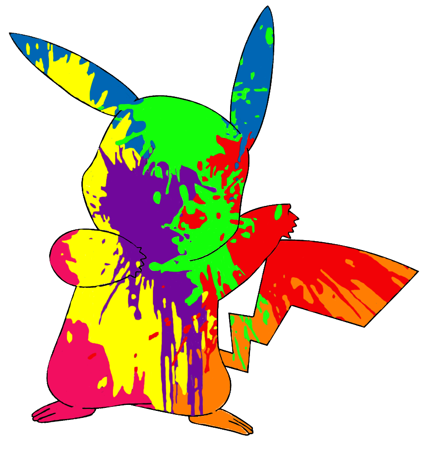 861x927 Paint Splatter Pikachu By Backapple