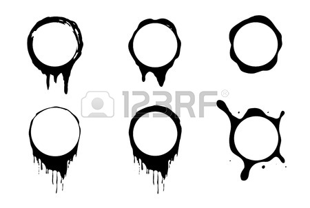450x302 Vector Paint Circle Frames. Black Ink Clip Art Illustration