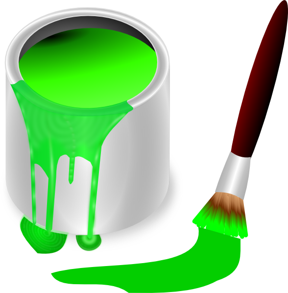 588x598 Green Paint Brush And Can Clip Art