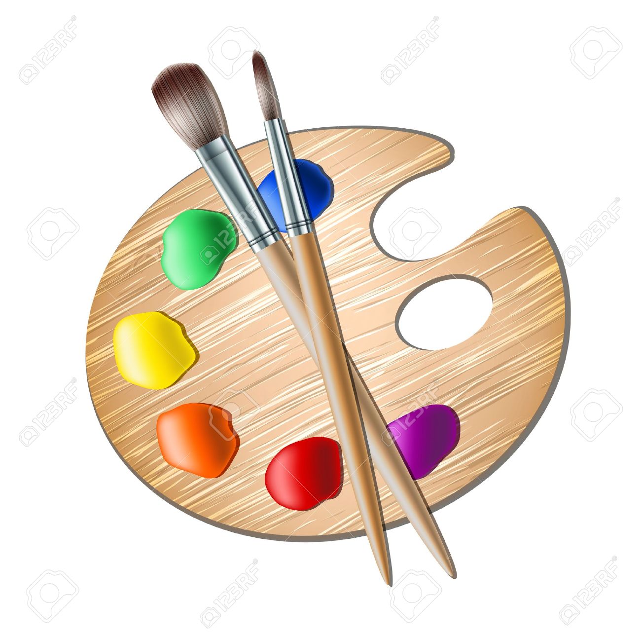 1300x1293 Art Palette With Paint Brush For Drawing Royalty Free Cliparts