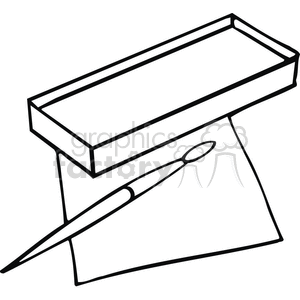 300x300 Royalty Free Black And White Outline Of A Paintbrush And Box