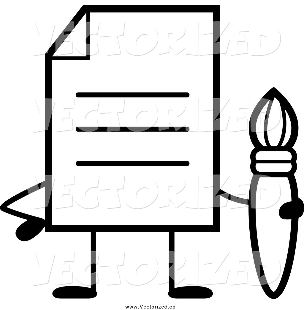 1024x1044 Royalty Free Clipart Of A Black And White Note Document Character