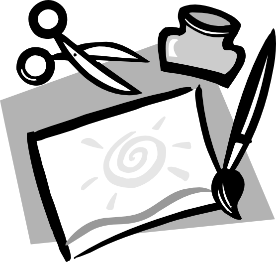 555x526 Clip Art Artwork Paintbrush Scissors And Glue