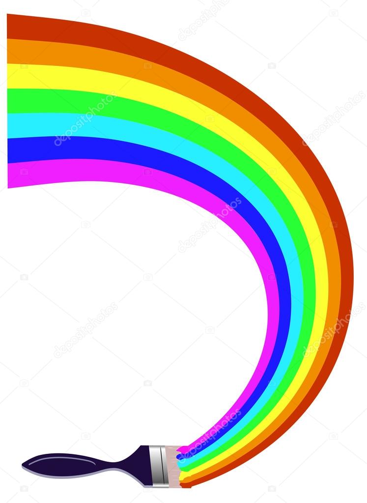 747x1023 Paintbrush Drawing A Rainbow Stock Vector Matc