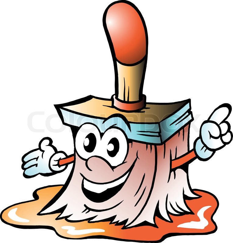 765x800 Hand Drawn Vector Illustration Of An Happy Paint Brush Mascot