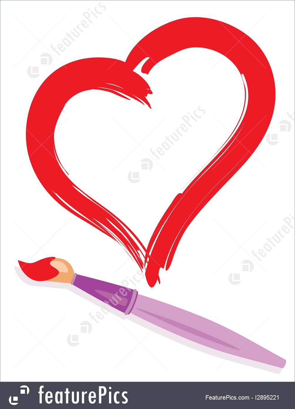 1004x1392 Illustration Of Paintbrush And Painted Heart