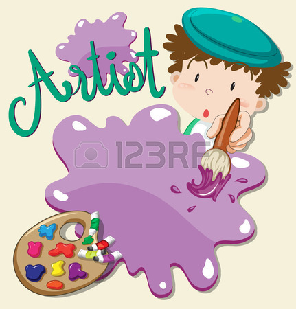 431x450 Artist With Paints And Paintbrush Illustration Royalty Free