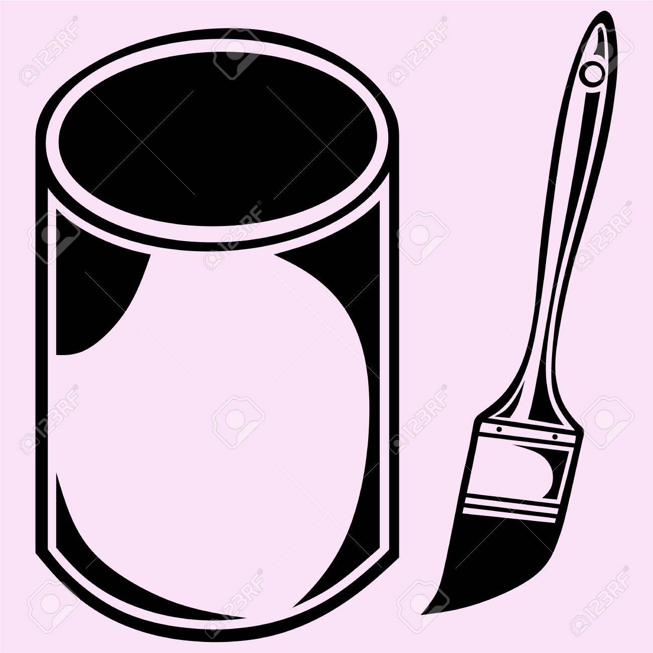 1300x1300 Paint Jar And Paint Brush Vector Silhouette Isolated Royalty Free