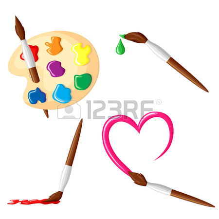 450x450 Vector Illustrations Of Cartoon Paintbrush And Palette Of Paints