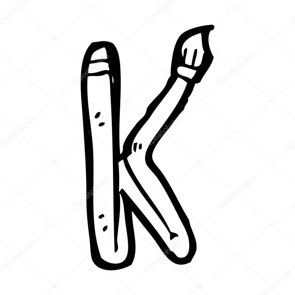 1024x1024 Cartoon Paint Brush Shaped Letter K Stock Vector