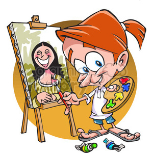 300x300 Royalty Free Cartoon Painter 390706 Vector Clip Art Image